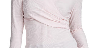 Blusa feminina DKNY com decote transpassado texturizado, rosa, tamanho médio