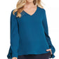 Blusa feminina DKNY com manga plissada, azul, tamanho XX-G