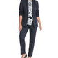 Blazer feminino de malha DKNY com um botão, azul-marinho, tamanho 2