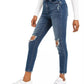 Calça jeans skinny desgastada de cintura alta da Vanilla Star Juniors, tamanho 7, azul-marinho