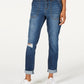 Calça jeans feminina Vanilla Star com punho rasgado, turquesa/azul, tamanho 13