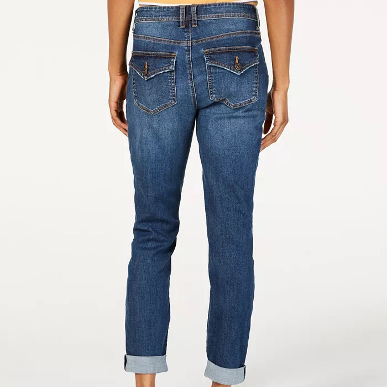 Calça jeans feminina Vanilla Star com punho rasgado, turquesa/azul, tamanho 13