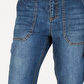 Calça jeans feminina Vanilla Star com punho rasgado, azul, tamanho 7