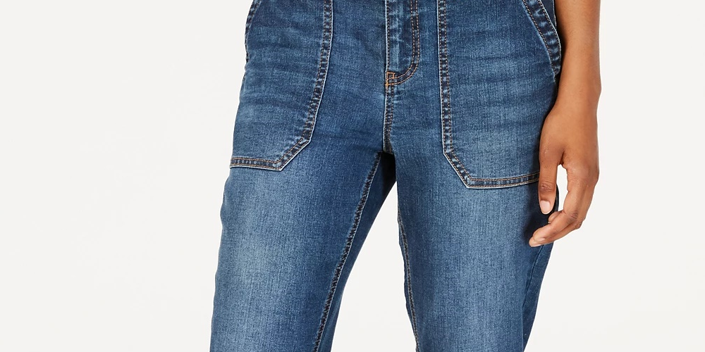 Calça jeans feminina Vanilla Star com punho rasgado, azul, tamanho 7