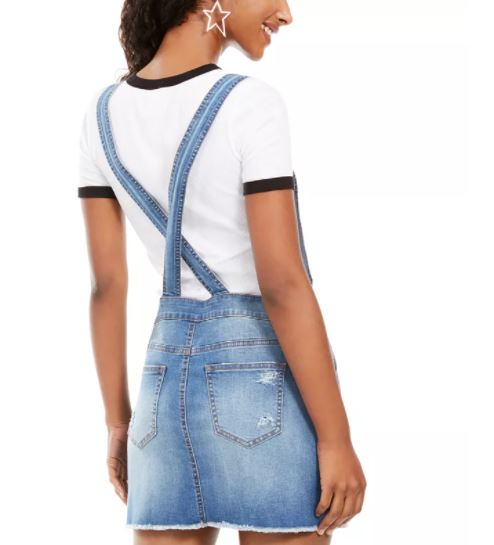 Vestido de macacão com bainha desfiada Vanilla Star Junior, azul médio, tamanho 11