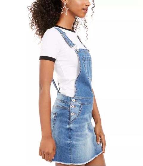 Vestido de macacão com bainha desfiada Vanilla Star Junior, azul médio, tamanho 11