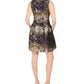 Vestido feminino Vince Camuto com corte evasê em jacquard metálico, cor carvão, tamanho 4