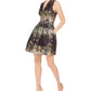 Vestido feminino Vince Camuto com corte evasê em jacquard metálico, cor carvão, tamanho 4