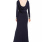 Vestido feminino Vince Camuto com decote profundo e costas drapeadas, azul-marinho, tamanho 8