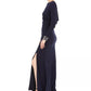 Vestido feminino Vince Camuto com decote profundo e costas drapeadas, azul-marinho, tamanho 8