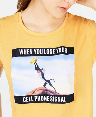 Camiseta Cell Signal do Rei Leão da Disney Junior, tamanho P, amarela