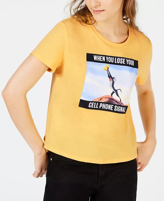 Camiseta Cell Signal do Rei Leão da Disney Junior, tamanho P, amarela