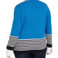 Suéter feminino Tommy Hilfiger de algodão listrado com detalhes, azul, tamanho 3X