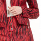 GuessWomen's Kingdom Stripe Print Moto Jacket Vermelho Tamanho Médio