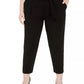 Calça feminina Calvin Klein Plus Size com cinto e perna reta, preta, tamanho 24