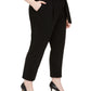 Calça feminina Calvin Klein Plus Size com cinto e perna reta, preta, tamanho 24
