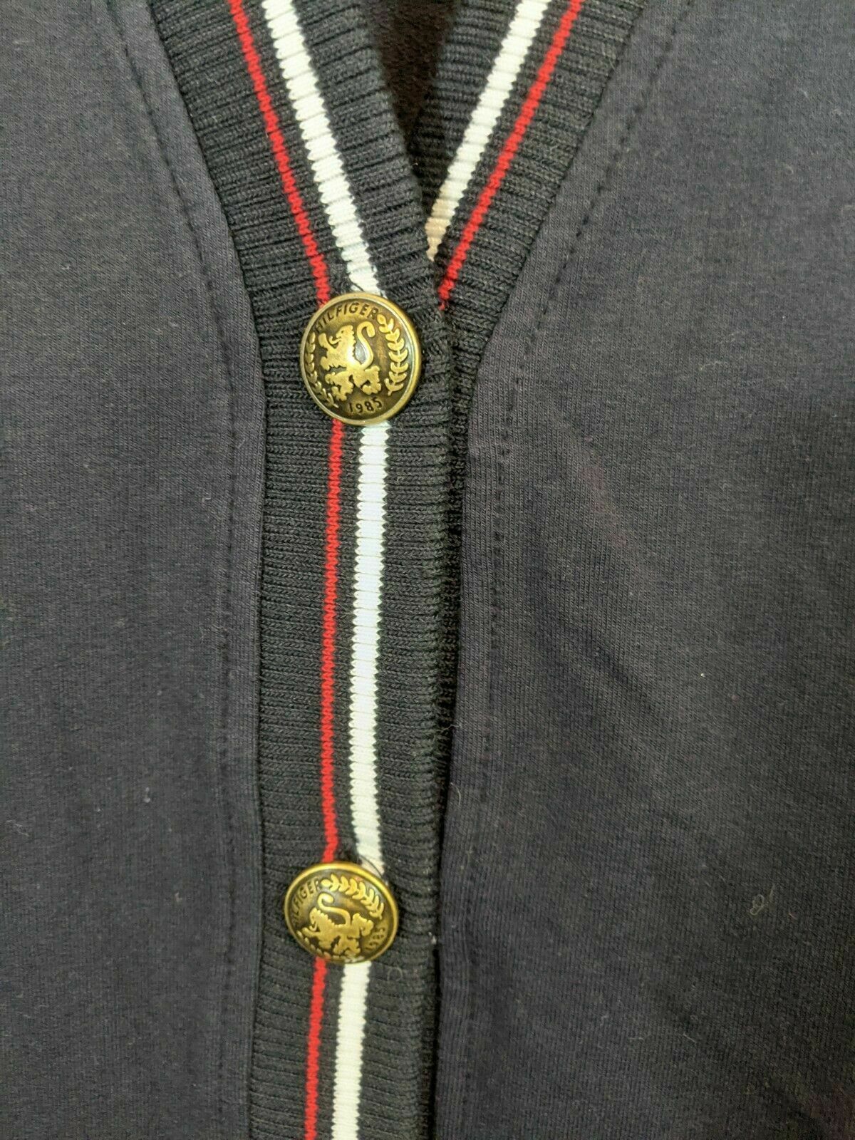 Cardigan listrado feminino Tommy Hilfiger azul-marinho tamanho 1X