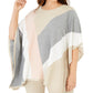 Calvin Klein Suéter Poncho Plus Size Feminino Colorblocked Rosa Tamanho 2X