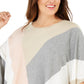 Calvin Klein Suéter Poncho Plus Size Feminino Colorblocked Rosa Tamanho 2X