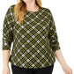 Blusa feminina Michael Kors Plus com estampa de manga comprida, verde, tamanho 2X