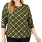 Blusa feminina Michael Kors Plus com estampa de manga comprida, verde, tamanho 3X