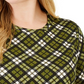 Blusa feminina Michael Kors Plus com estampa de manga comprida, verde, tamanho 3X