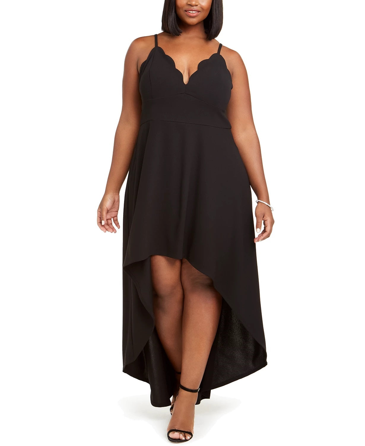 Vestido plus size feminino da Speechless, estilo moderno, com fenda alta e baixa, preto, tamanho 2X
