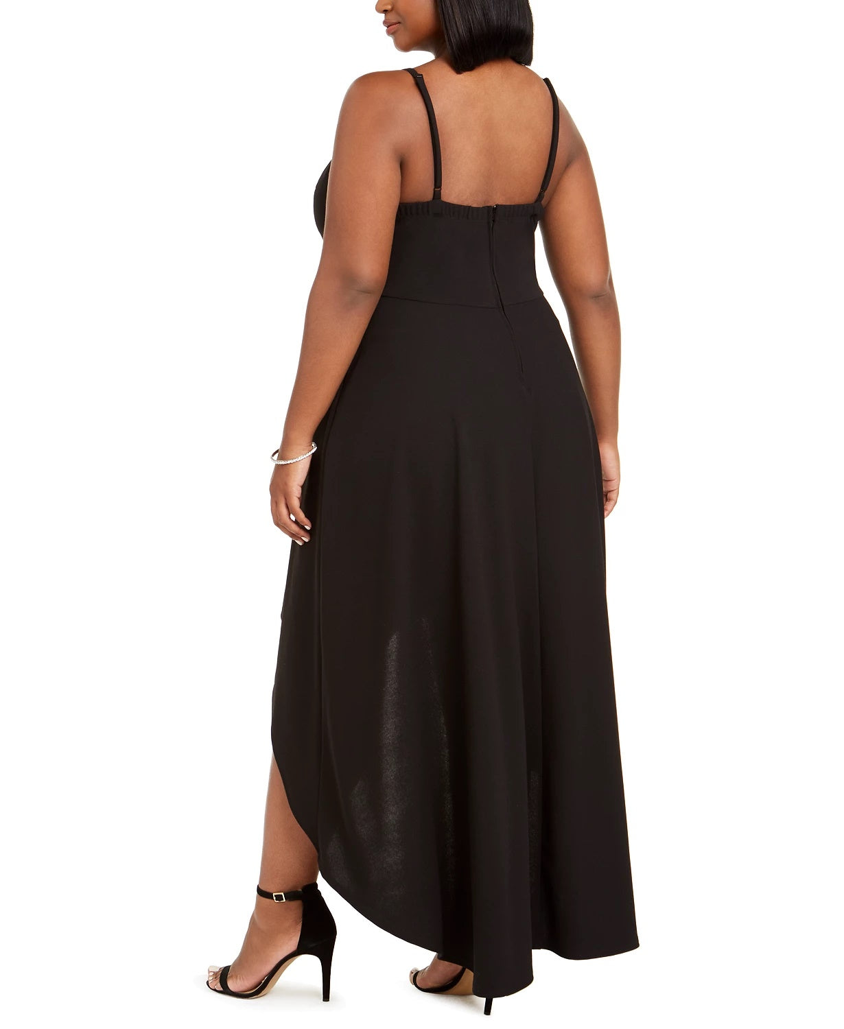 Vestido plus size feminino da Speechless, estilo moderno, com fenda alta e baixa, preto, tamanho 2X