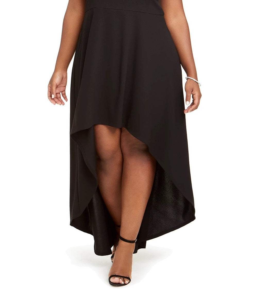 Vestido plus size feminino da Speechless, estilo moderno, com fenda alta e baixa, preto, tamanho 2X