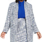 Jaqueta Calvin Klein Feminina Tweed Aberta Frente Topper Azul Tamanho Pequeno Pequeno