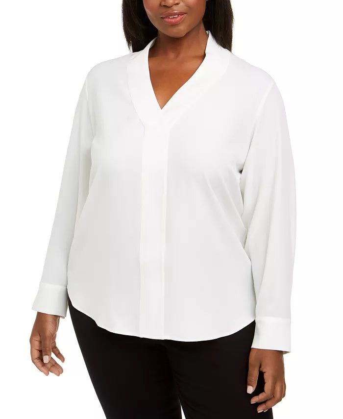 Blusa Calvin Klein Feminina Gola V Branca Tamanho 3X