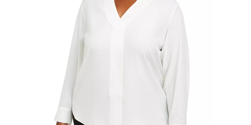 Blusa Calvin Klein Feminina Gola V Branca Tamanho 3X