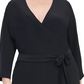 Macacão feminino plus size Tommy Hilfiger com sobrepeliz e pernas largas, preto, tamanho 18W