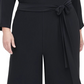 Macacão feminino plus size Tommy Hilfiger com sobrepeliz e pernas largas, preto, tamanho 18W
