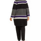 Calvin Klein Cardigan Feminino Plus Listrado Frente Aberta Cinza Tamanho 1X