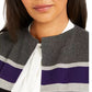 Calvin Klein Cardigan Feminino Plus Listrado Frente Aberta Cinza Tamanho 1X