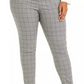 Calça feminina plus size Calvin Klein com cinto e estampa de janela, perna justa, cinza, tamanho 24W