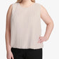 Calvin Klein Top plissado feminino, bege, tamanho 1X