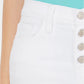 Calça jeans feminina Flying Monkey com botões e bainha crua, perna reta, branca, tamanho 30