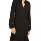 Vestido Be Bop Junior com mangas bufantes e babados, preto, tamanho pequeno