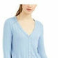 Blusa Pointelle com decote em V Self Esteem Juniors Azul Tamanho P