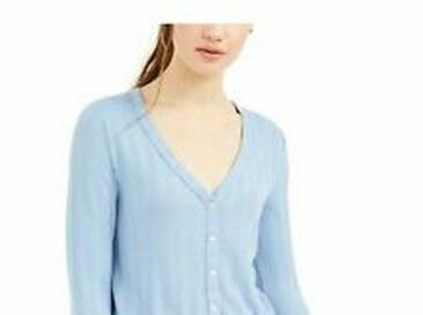 Blusa Pointelle com decote em V Self Esteem Juniors Azul Tamanho P