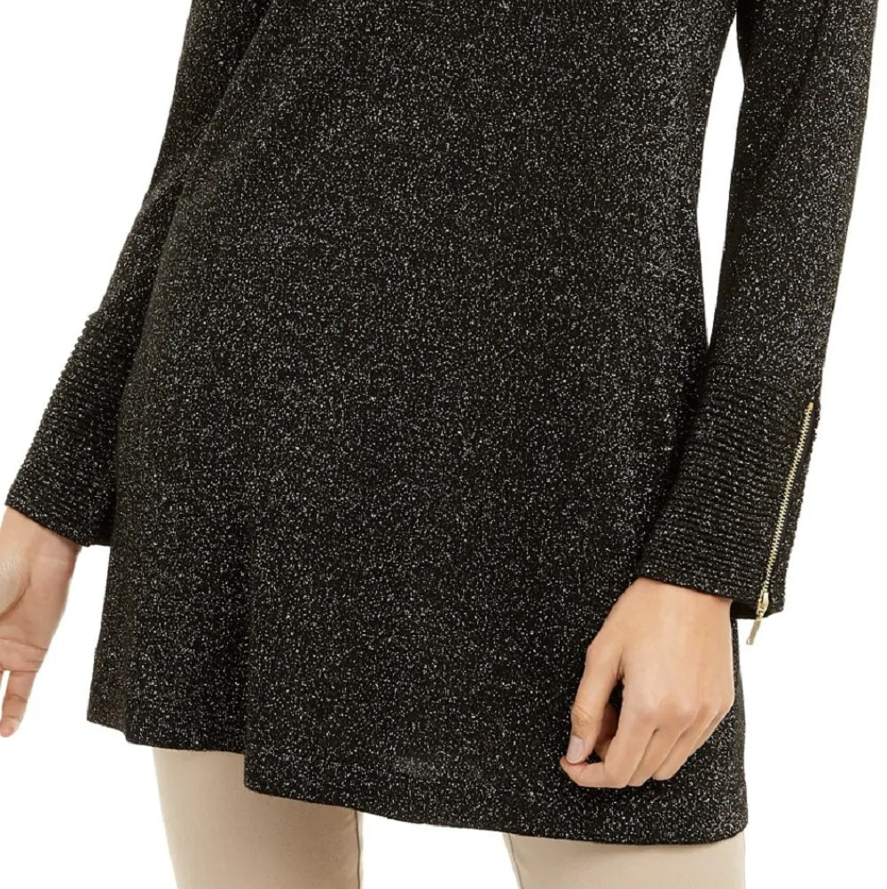 Suéter feminino metálico Alfani preto tamanho pequeno médio