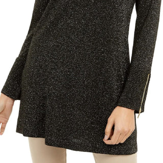 Suéter feminino metálico Alfani preto tamanho pequeno médio