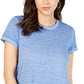 Camiseta feminina estilo &amp; co com bainha de lenço azul brilhante, tamanho grande