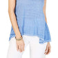 Camiseta feminina estilo &amp; co com bainha de lenço azul brilhante, tamanho grande