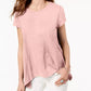 Camiseta feminina estilo &amp; co com bainha de lenço rosa tamanho extrapequeno