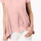 Camiseta feminina estilo &amp; co com bainha de lenço rosa tamanho extrapequeno