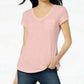 Camiseta feminina Maison Jules com decote em V e bolso aplicado, rosa, tamanho pequeno