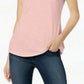 Camiseta feminina Maison Jules com decote em V e bolso aplicado, rosa, tamanho pequeno